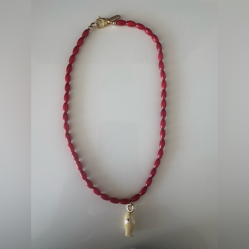 Logan Tay Red Beaded Fish Necklace